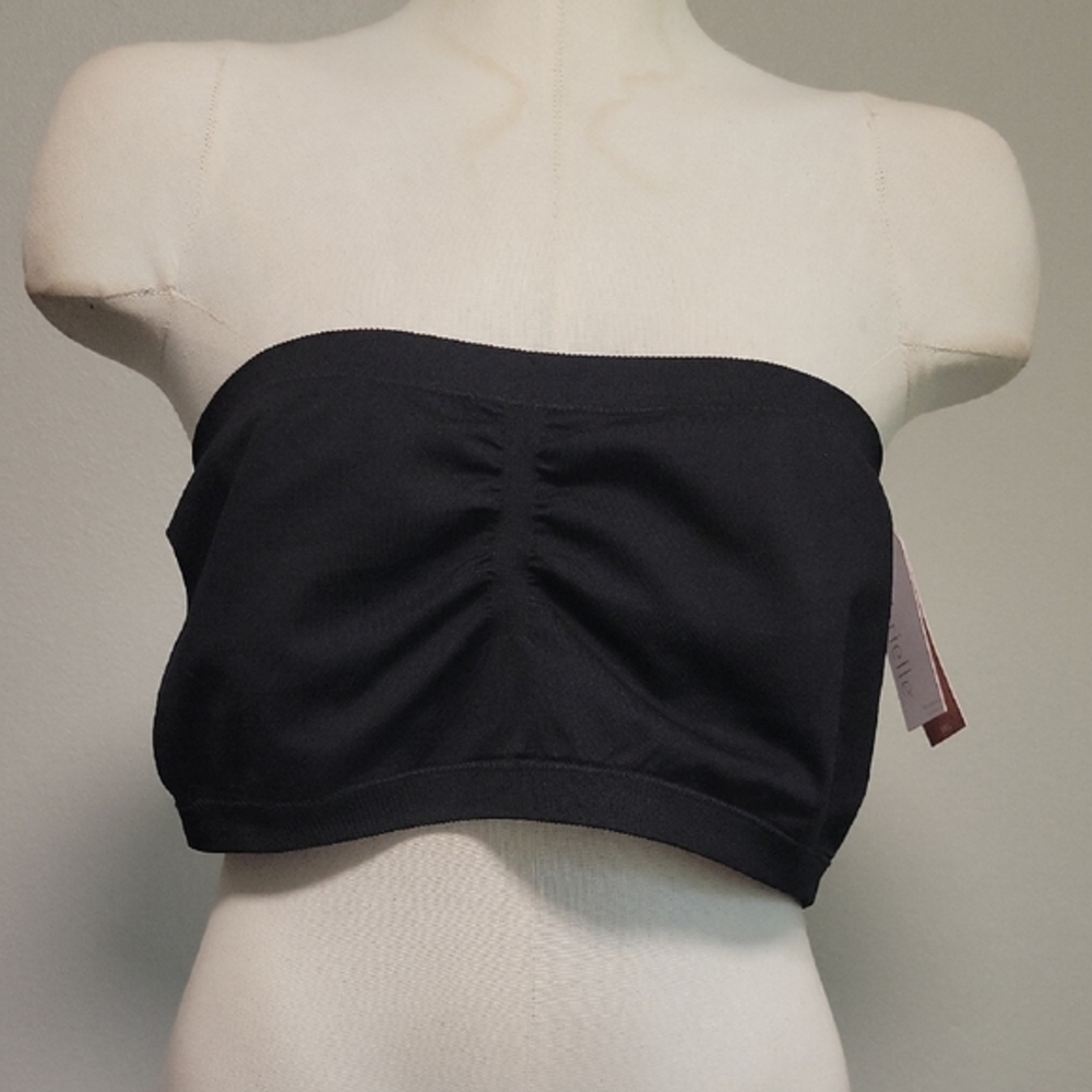 Ambrielle Black Ruched Strapless Bandeau